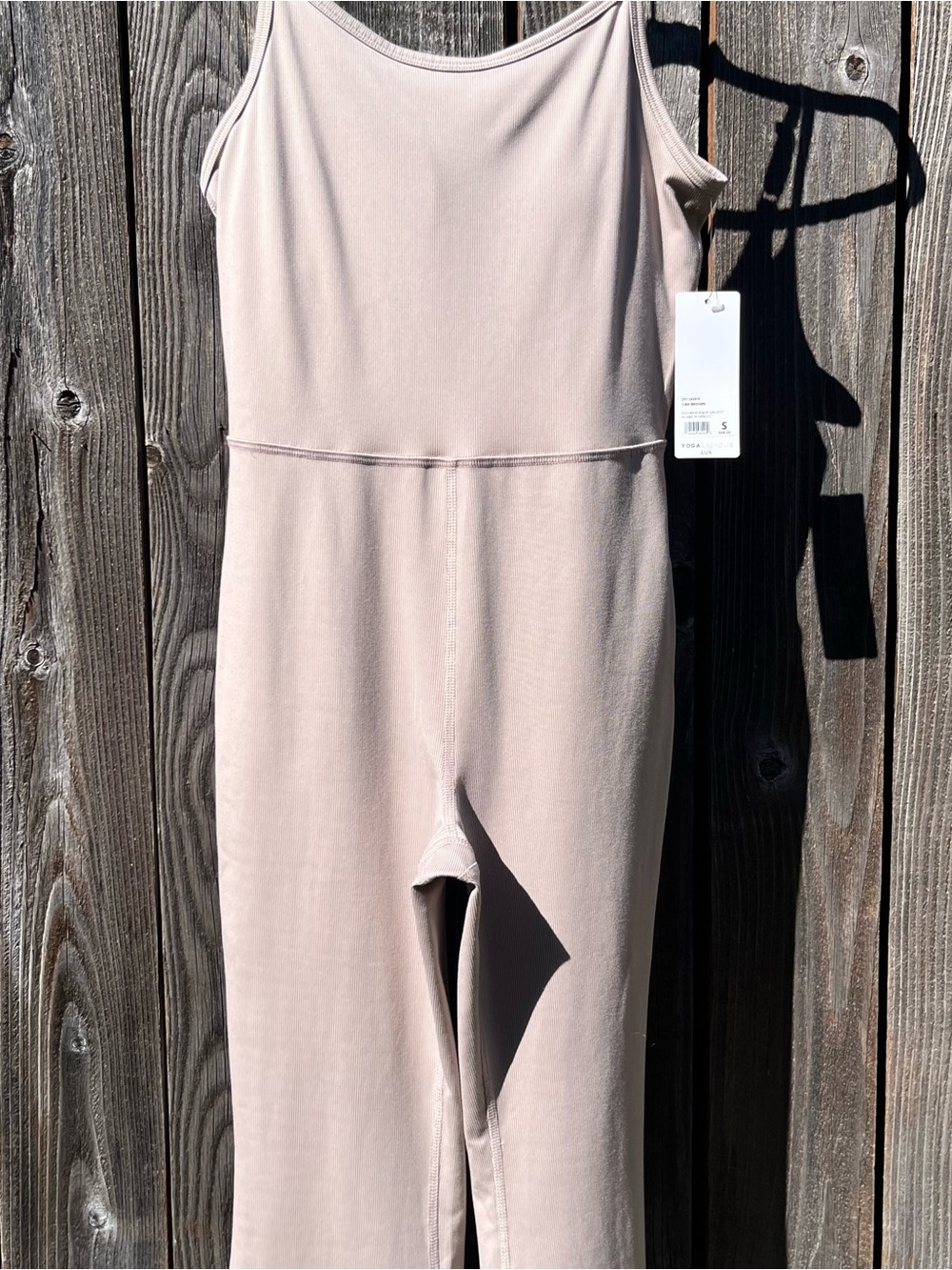 Yogalicious Lux oak brown illusion rib Scarlett flare jumpsuit Jumpsuit small - Picture 13 of 17